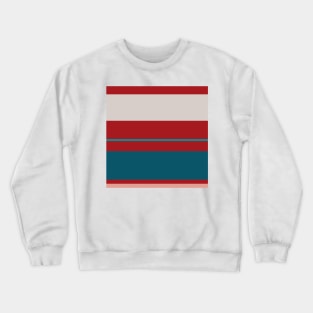 A brilliant jumble of Blood (Animal), Pastel Pink, Pastel Gray, Dark Cyan and Philippine Indigo stripes. Crewneck Sweatshirt